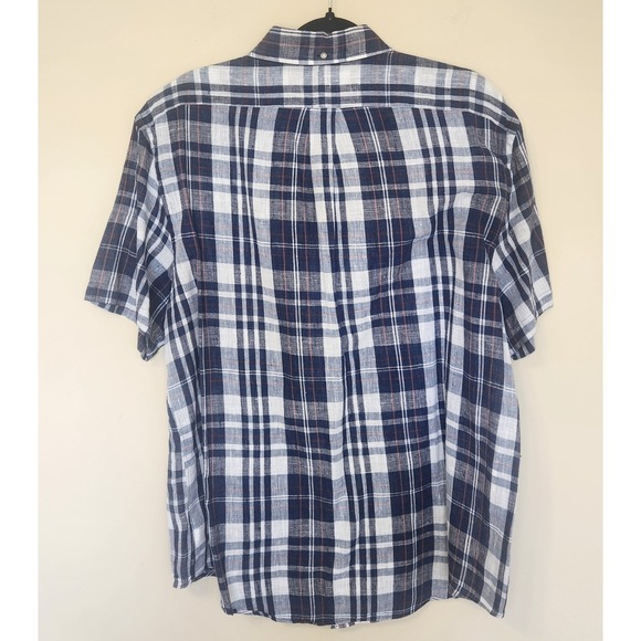 Ralph Lauren Mens XL Bleeding Indian Madras Plaid Short Sleeve Button Shirt Blue - Picture 3 of 7